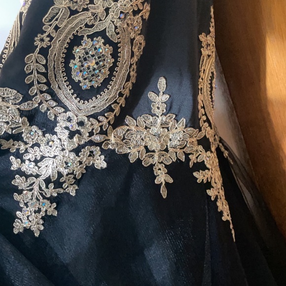 Black Mermaid style Masquerade Ball Gown - Picture 2 of 7